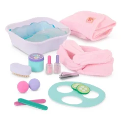 Our Generation Spa Day Fun Foot Bath & Face Mask Accessory Set For 18" Dolls: Includes Headband, Nail File, Nail Polish -Cyte Doll Toys GUEST 08dd1616 2945 4e0f bd40 d92fe8ef1ab5