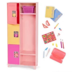 Our Generation School Spirit Pink Locker & Supplies Accessory Set For 18" Dolls: 24 Pieces Set With Pencil, Marker, Storage Baskets -Cyte Doll Toys GUEST 291742dd 8f49 4957 bee3 2f2587740462
