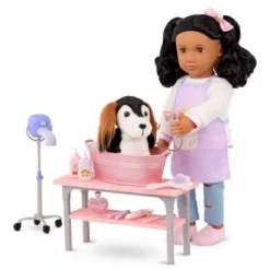 Our Generation Scrub & Style Pet Grooming Table Accessory Set For 18'' Dolls