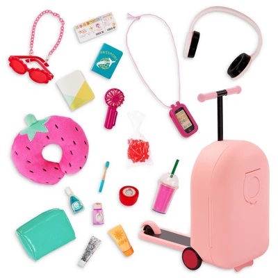 Our Generation Packed For Adventures Pink Luggage Scooter Suitcase & Accessories Set For 18" Dolls: 20-Piece Travel Set 7 Our Generation Packed For Adventures Pink Luggage Scooter Suitcase & Accessories Set For 18" Dolls: 20-Piece Travel Set - Image 5