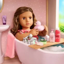 Our Generation Bubbly Bathtime Bathtub With Water Sounds Dollhouse Accessory Set For 18'' Dolls
