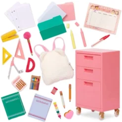Our Generation Ready, Set, Learn! School Supplies & Rolling Cabinet Accessory Set For 18'' Dolls -Cyte Doll Toys GUEST 9d75774c 4a75 4f83 9c48 605adc026379