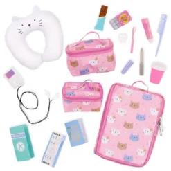 Our Generation Purrfectly Packed Kitty-Print Luggage & Accessories Set For 18" Dolls: Travel Theme, 19 Pieces -Cyte Doll Toys GUEST c30864b5 3822 45af 85f1 01a372d800a3