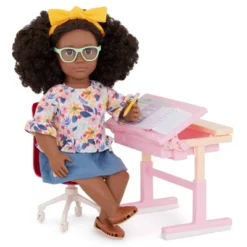 Our Generation School Dreams Modern Desk With Tilt Top Accessory Set For 18" Dolls