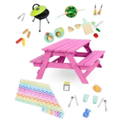 Our Generation Picnic Table Set With Play Food Accessories For 18" Dolls - Pink 7 Our Generation Picnic Table Set With Play Food Accessories For 18" Dolls - Pink -Cyte Doll Toys GUEST e2cb7f01 f9b3 431a bced c92065e433ab