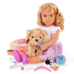 Our Generation Puppy Care & Play Set Pet Bed Accessories For 18" Dolls: Includes Leash, Toothbrush, Collar, 11-Piece Set -Cyte Doll Toys GUEST fcc354a5 31b9 49b0 a3e7 1aa8ce1b3a5e
